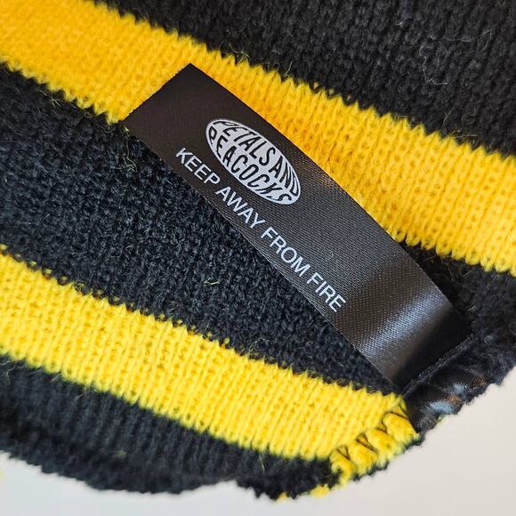 Petals and Peacocks Black & Yellow Stripe Beanie Men's One Size Fits Most - Picture 6 of 6